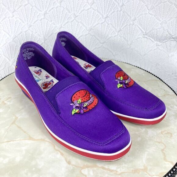 Grasshoppers Loafers Women Size 8.5 Purple Special Red Hat Society Slip On Shoes - Picture 2 of 13